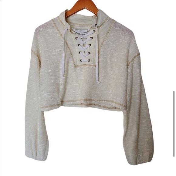 BNWoT Urban Outfitters | Lace-Up Funnel Neck Cropped Sweater S Small - Picture 5 of 10